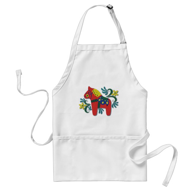 Colorful Swedish Dala Horse Adult Apron (Front)