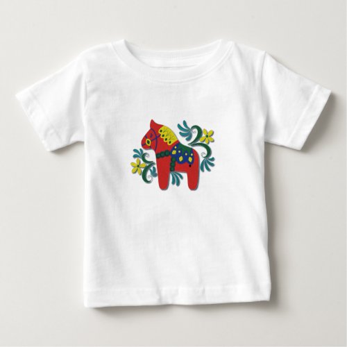 Colorful Swedish Dala Horse Baby T_Shirt