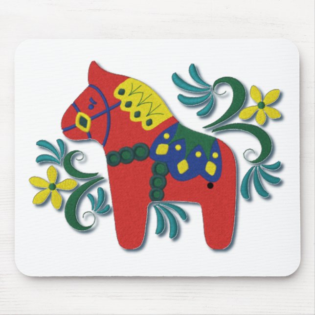 Colorful Swedish Dala Horse Mouse Pad (Front)