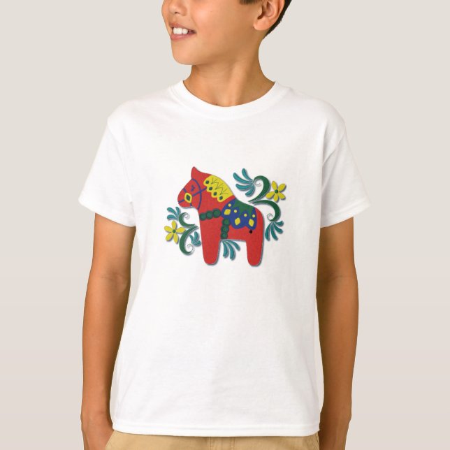 Colorful Swedish Dala Horse T-Shirt (Front)
