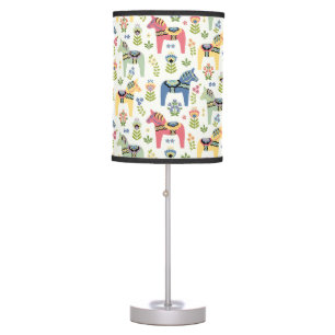 Colorful Swedish Dala Horses Table Lamp