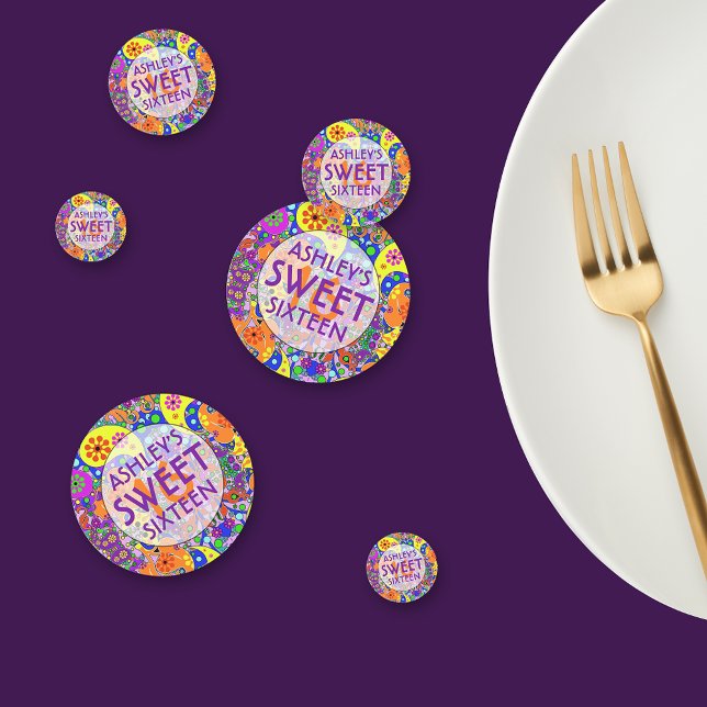 Colorful Sweet 16 Birthday Backdrop Confetti (Creator Uploaded)