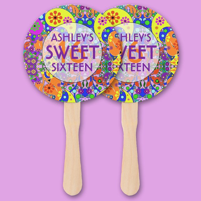 Colorful Sweet 16 Birthday  Hand Fan (Creator Uploaded)