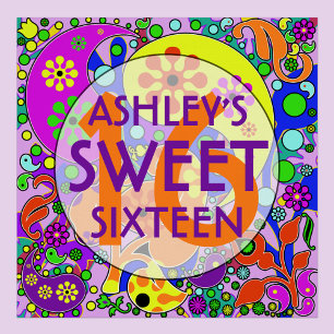 Colorful Sweet 16 Birthday Poster