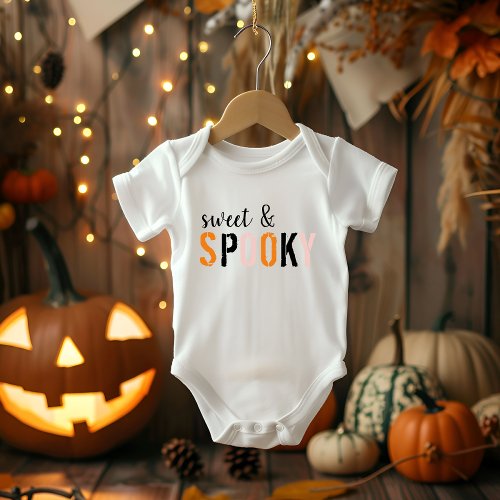 Colorful Sweet And Spooky  Happy Halloween  Baby Bodysuit