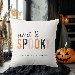Colorful Sweet And Spooky   Happy Halloween  Outdoor Pillow