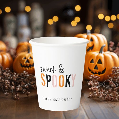 Colorful Sweet And Spooky  Happy Halloween  Paper Cups