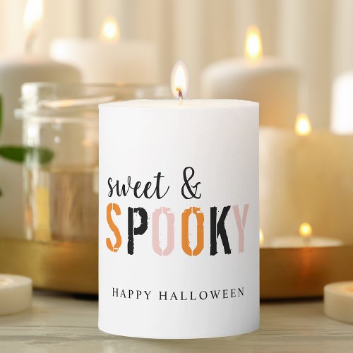 Colorful Sweet And Spooky  Happy Halloween  Pillar Candle