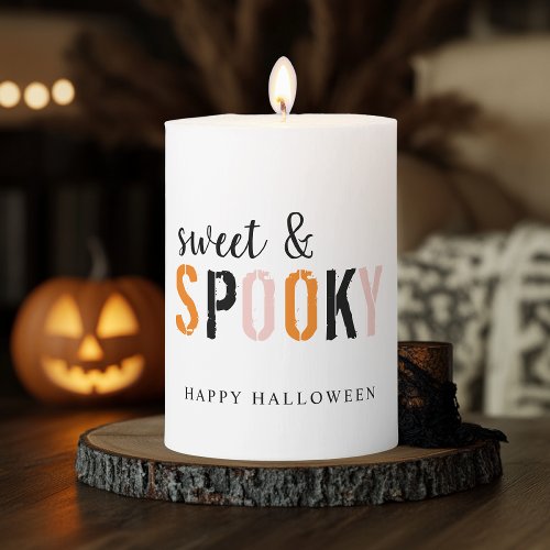 Colorful Sweet And Spooky  Happy Halloween  Pillar Candle