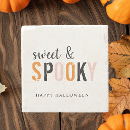 Colorful Sweet And Spooky | Happy Halloween  Stone Coaster
