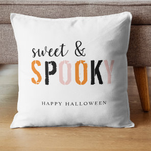 Colorful Sweet And Spooky | Happy Halloween  Throw Pillow