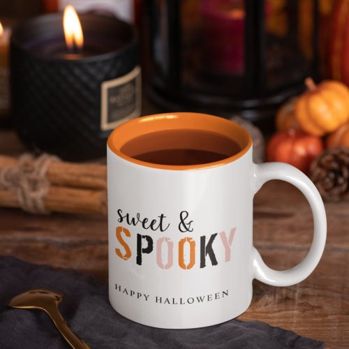 Colorful Sweet And Spooky  Happy Halloween  Two_Tone Coffee Mug