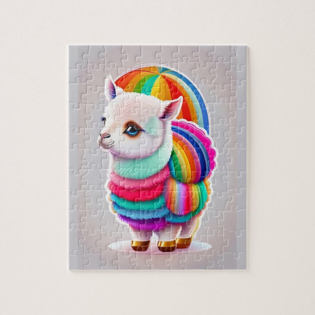 Colorful Sweet Baby Little Alpaca Jigsaw Puzzle (Vertical)