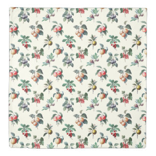 Colorful Sweet Botanical Vintage Fruit on White Duvet Cover