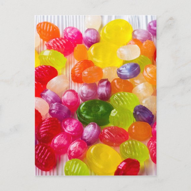 Colorful Sweet Candies Food Lollipop Postcard (Front)