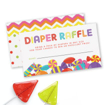 Colorful Sweet Candy Baby Shower Diaper Raffle Enclosure Card
