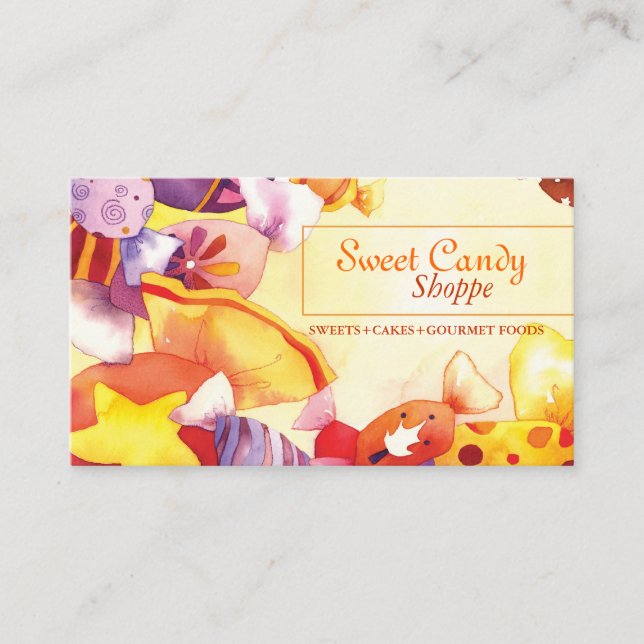 Colorful Sweet Candy Shop Business Card (Front)