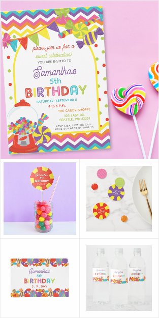 Colorful Sweet Candy Theme Birthday Party Suite