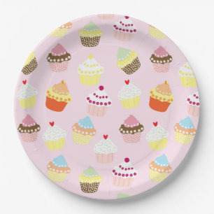 Colorful Sweet Cupcakes Pattern Paper Plates