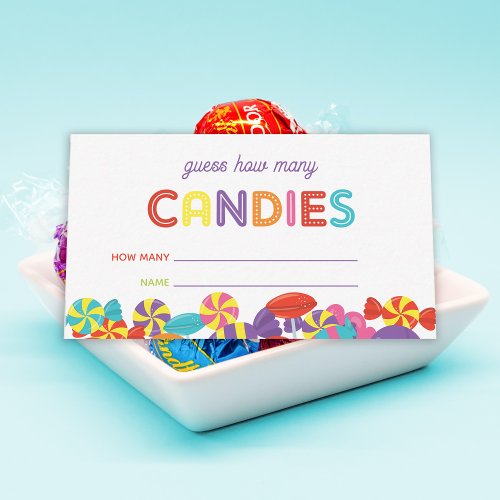 Colorful Sweet Fun Candy Baby Shower Game Card