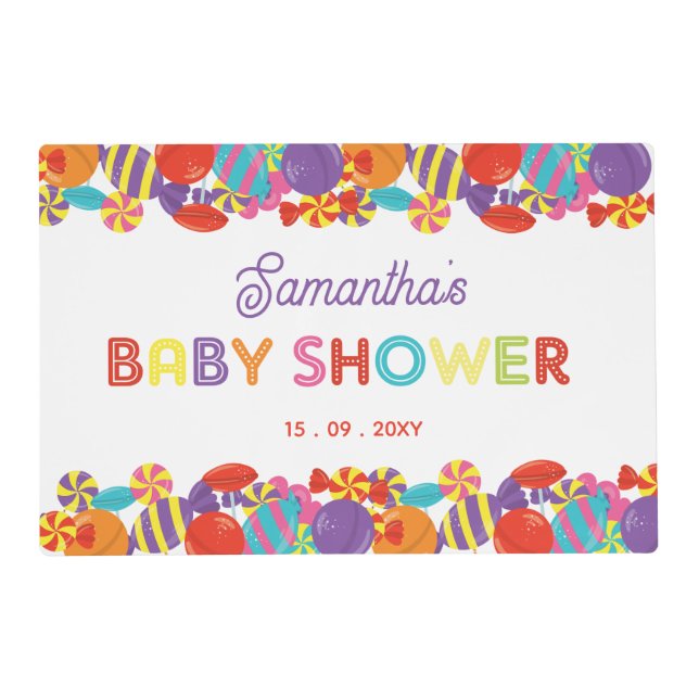 Colorful Sweet Fun Candy Baby Shower Placemat (Front)