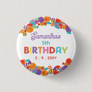 Colorful Sweet Fun Candy Birthday Party Button