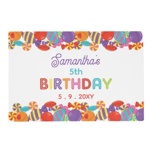 Colorful Sweet Fun Candy Birthday Party Placemat