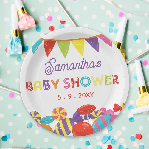 Colorful Sweet Fun Candy Theme Baby Shower Paper Plates