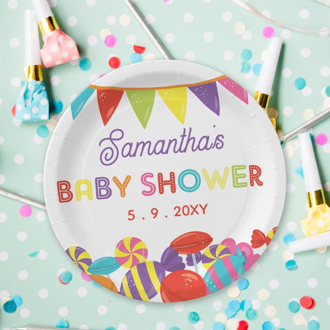 Colorful Sweet Fun Candy Theme Baby Shower Paper Plates (Creator Uploaded)