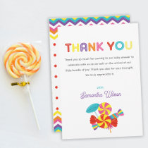 Colorful Sweet Fun Candy Theme Baby Shower Thank You Card