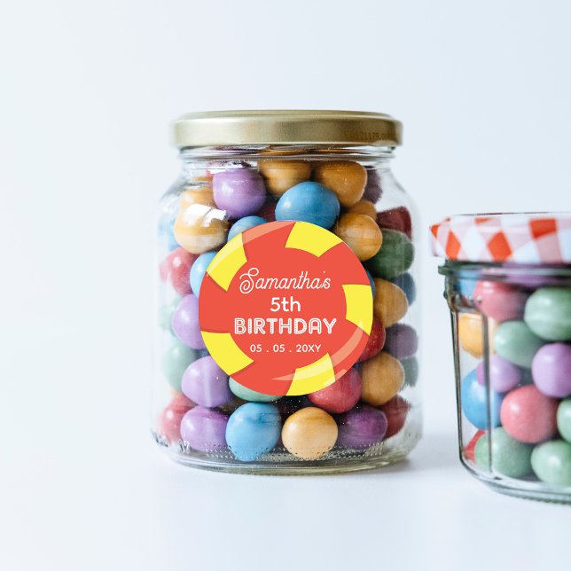 Colorful Sweet Fun Candy Theme Birthday Party Classic Round Sticker ( Colorful Sweet Fun Candy Theme Birthday Party Classic Round Sticker )