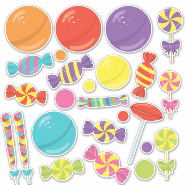 Colorful Sweet Fun Candy Theme  Sticker (Front)