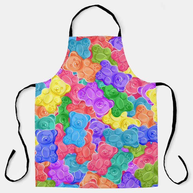 Colorful sweet jelly bears, gummy candies. Seamles Apron (Front)