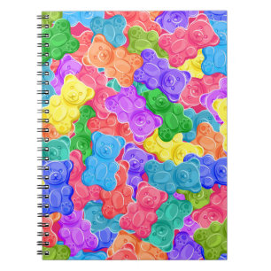Colorful sweet jelly bears, gummy candies. Seamles Notebook