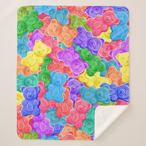 Colorful sweet jelly bears gummy candies Seamles Sherpa Blanket