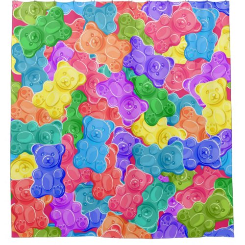 Colorful sweet jelly bears gummy candies Seamles Shower Curtain