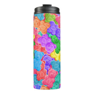 Colorful sweet jelly bears, gummy candies. Seamles Thermal Tumbler