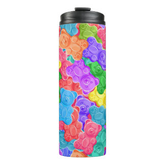 Colorful sweet jelly bears, gummy candies. Seamles Thermal Tumbler