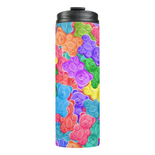 Colorful sweet jelly bears, gummy candies. Seamles Thermal Tumbler (Front)
