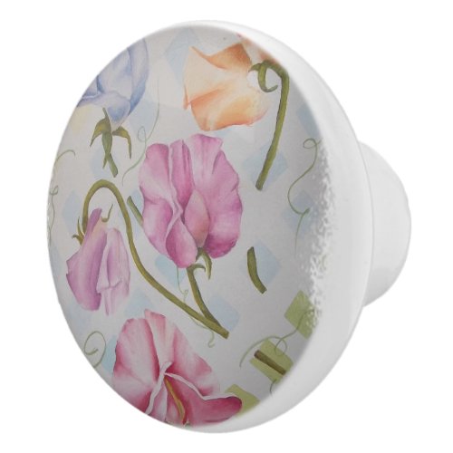 COLORFUL SWEET PEAS CERAMIC KNOB