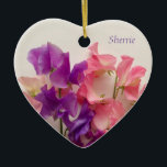 Colorful sweet peas Ceramic Ornament<br><div class="desc">Purple and pink spring flowers with room for text</div>