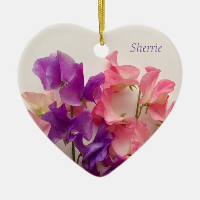  Colorful sweet peas Ceramic Ornament (Front)