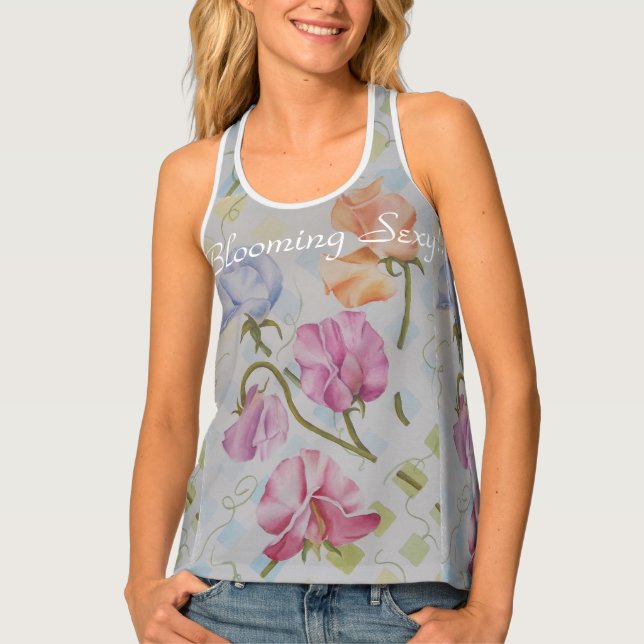 Colorful Sweet Peas Customizable Tank Top (Front)