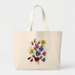 Colorful Sweet Peas Embroidered Large Tote Bag at Zazzle