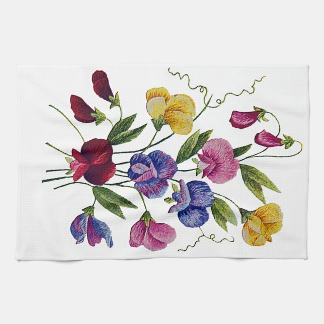 Colorful Sweet Peas Kitchen Towel (Horizontal)