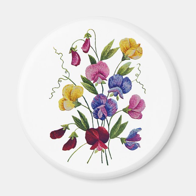 Colorful Sweet Peas Magnet (Front)