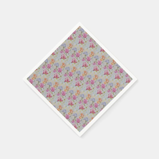 COLORFUL SWEET PEAS PAPER NAPKINS (Corner)