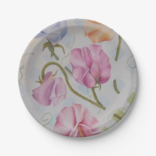 COLORFUL SWEET PEAS PAPER PLATE