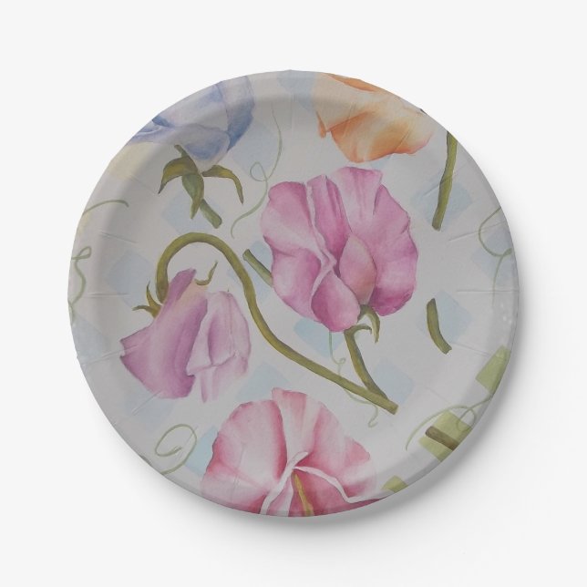 COLORFUL SWEET PEAS PAPER PLATE (Front)
