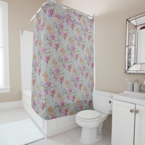 Colorful Sweet Peas Shower Curtain